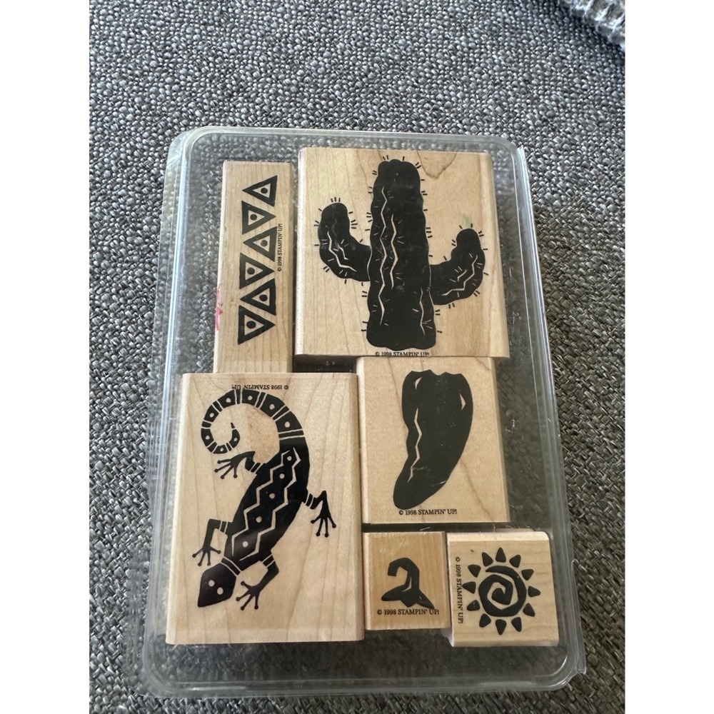 Stampin Up Definitely Decorative Southwest Rubber Stamp Set 1998 Vintage Cactus